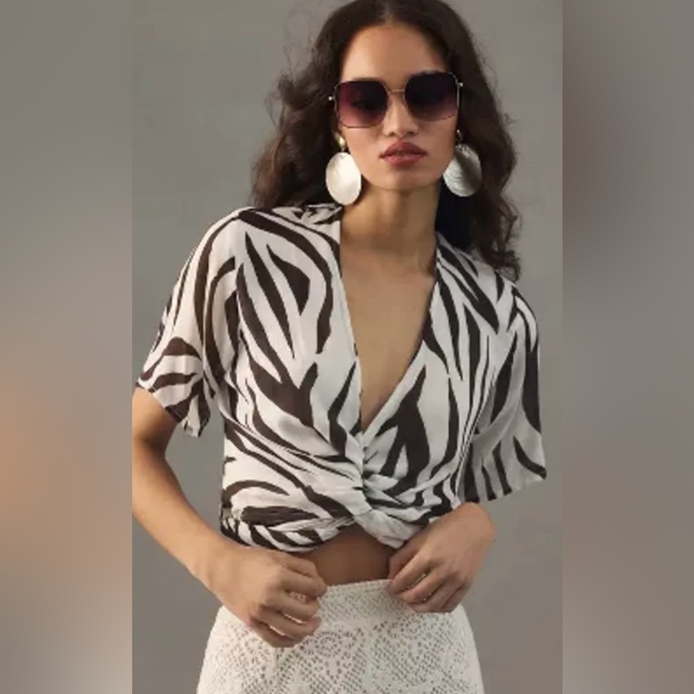 NWT Bella Dahl, Bella Twist S/S Top, zebra, size small